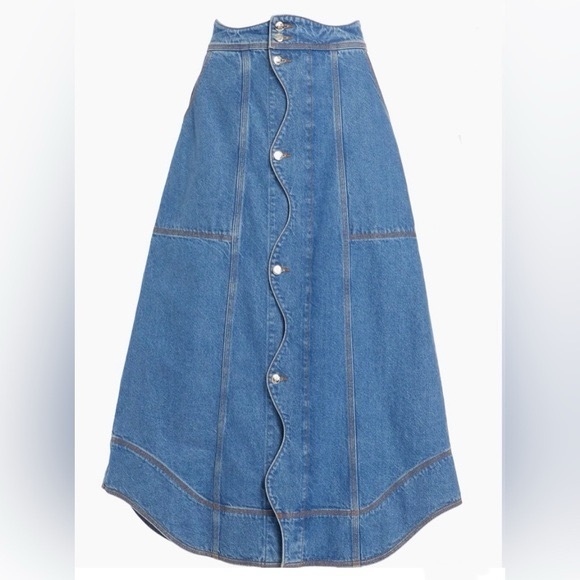 NWT - FARM Rio Blue Denim Skirt - Picture 3 of 11